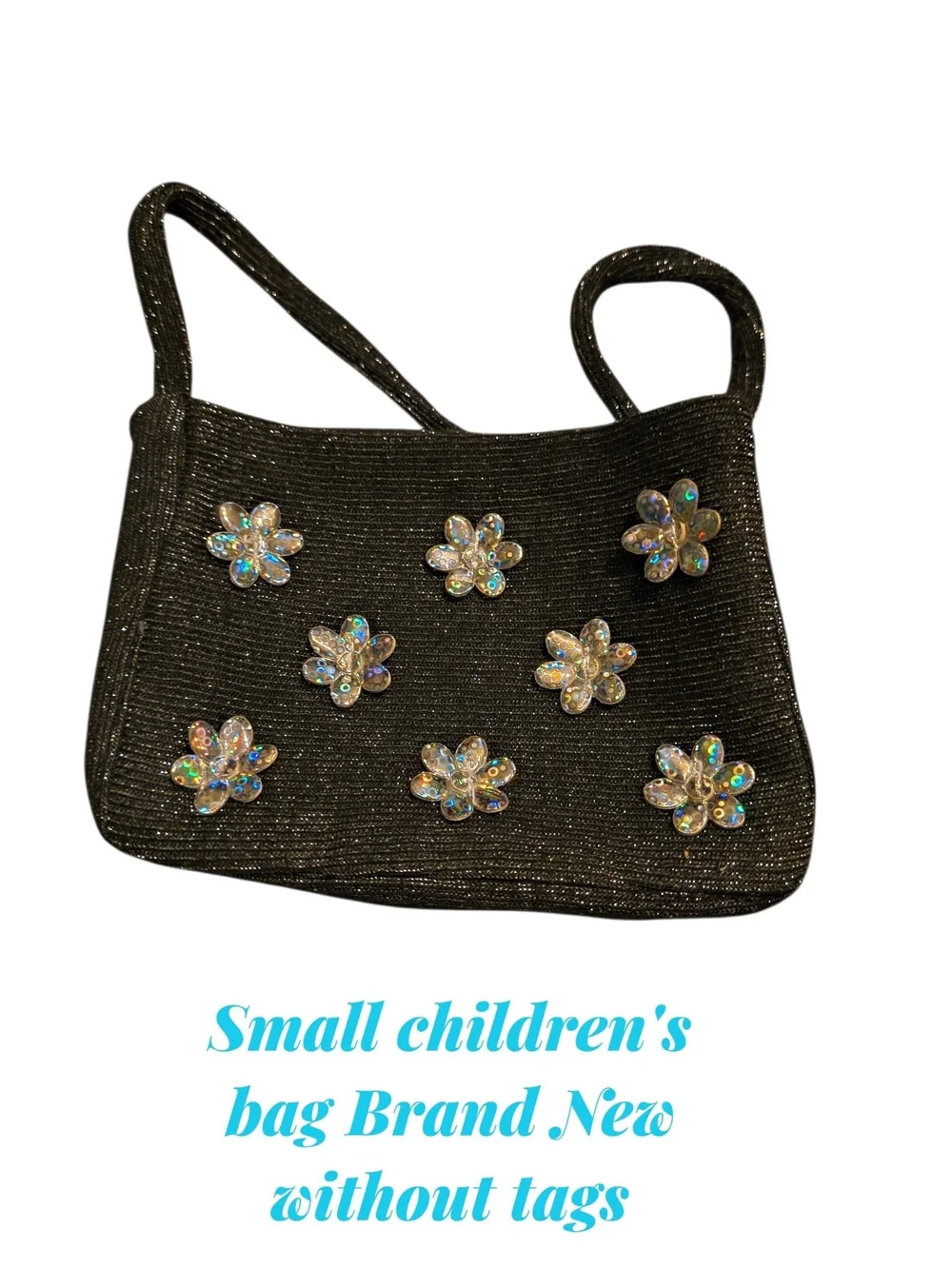 Hold For Bree 🌟Kids Sparkle Flower Crossbody Bag - Black